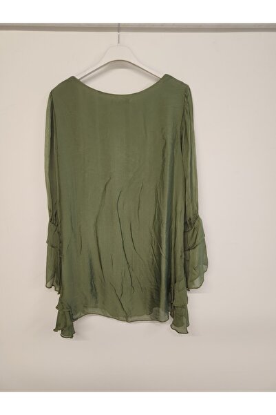 della moor Khaki Italian Sequined Silk Blended Blouse