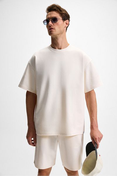 GRIMELANGE Donyel Men's Crew Neck Short Sleeve Regular Ecru T-Shirt