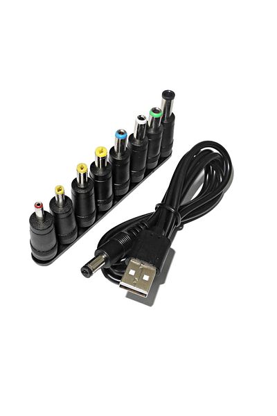 Choice كابل طاقة عالمي USB إلى DC 5.5 * 2.1 مم جاك 5 فولت سلك شحن مع 8 موصلات قابلة للاختيار