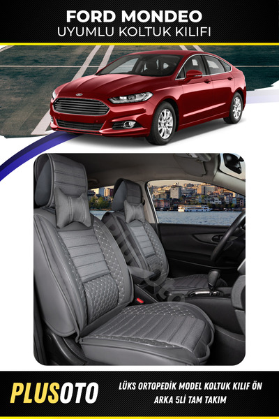 PlusOto مجموعة أغطية مقاعد السيارة المدخنة المتوافقة مع سلسلة Ford Mondeo Plu...