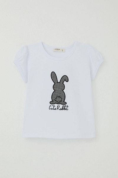 Breeze Girl's Skirt Suit Cute Bunny Printed Age 3-8, White