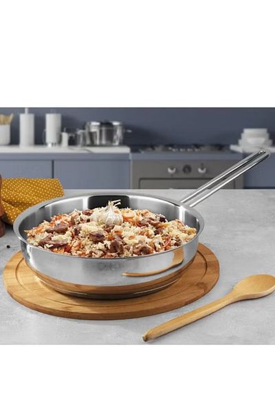 Cady One 26 Cm Stainless Steel Deep Frying Pan With Non-stick Surface Made In Turkey 109-09-ba3006