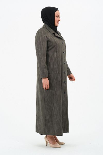 GLR&GYM Esmanur Women's Large Size Lined Buttoned Men's Collar Mother's Overcoat