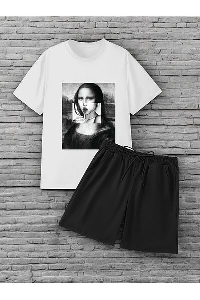 uyguntarz Σετ σορτς Unisex Mona Lisa με εμπριμέ σχέδιο