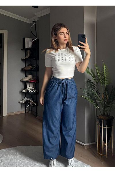 Qenz Tie Detailed Trousers - Navy Blue