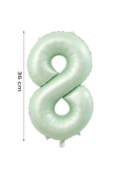 Onay Store Foil Balloon 8 Number Helium Balloon 36 cm Retro Green Color - 8 Years Old Balloon - 8 Years Old Balloon -8 Number Balloon