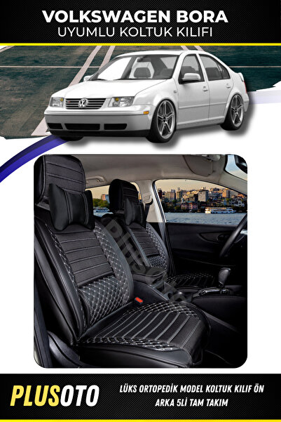 PlusOto مجموعة أغطية مقاعد السيارة المتوافقة مع سلسلة Volkswagen Bora Plus Lu...