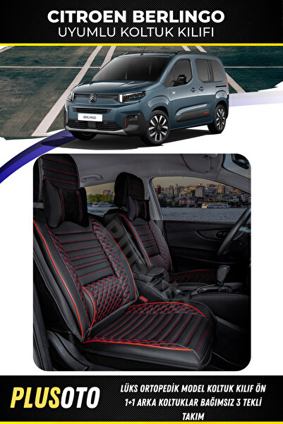 PlusOto مجموعة أغطية مقاعد السيارة الخلفية المتوافقة مع Citroen Berlingo 3 Si...