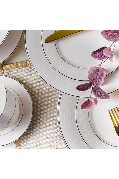 Danube Home Elysian 44-Piece New Bone China Dinner Set-Serves -8