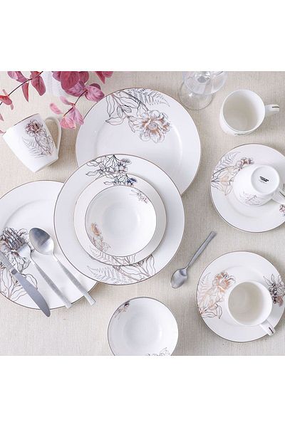 Danube Home Youthful Bite Celestia 16-Piece New Bone China Dinner Set Serves-4