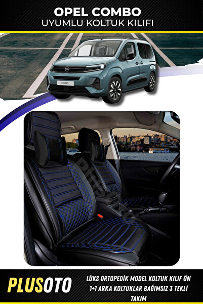 PlusOto مجموعة أغطية مقاعد السيارة المتوافقة مع Opel Combo الخلفية 3 Single P...