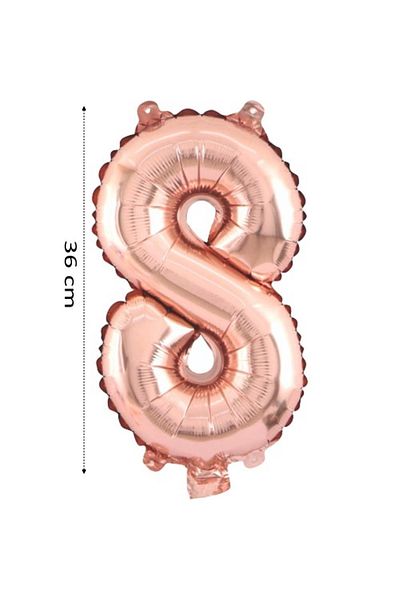 Onay Store Foil Balloon 8 Number Helium Balloon 36 cm Rose Gold Color - 8 Years Old Balloon - 8 Years Old Balloon -8 Number Balloon