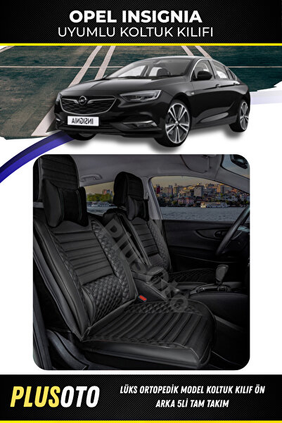 PlusOto مجموعة أغطية مقاعد السيارة السوداء المتوافقة مع سلسلة Opel Insignia P...