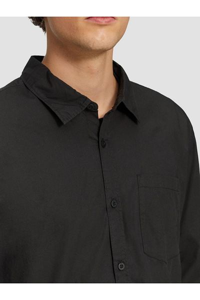 QS by s.Oliver Men's long-sleeved shirt, made of cotton, Regular Fit, QS by s.Oliver, Black
