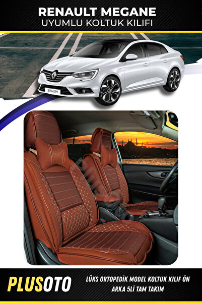 PlusOto مجموعة غطاء مقعد السيارة المتوافقة مع سلسلة Renault Megane Plus Lux S...