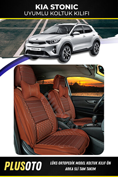 PlusOto مجموعة أغطية مقاعد السيارة المتوافقة مع Kia Stonic Plus Lux Series Ci...