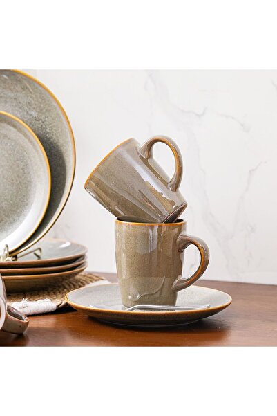 Danube Home Youthful Bite 16-Piece Porcelain Reactive Glazed Dinner Set-Serves 4 Grey