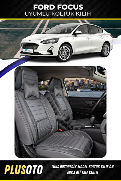 PlusOto مجموعة أغطية مقاعد السيارة المدخنة المتوافقة مع سلسلة Ford Focus Plus...