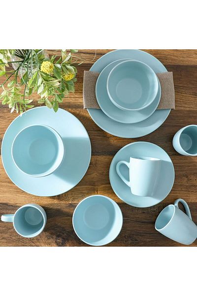 Danube Home Apollo 16-Piece Color Glazed Stoneware Dinner Set -Serves 4 Turquoise