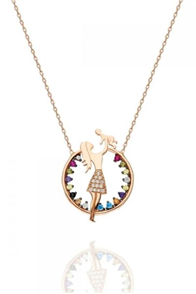 Şimal Silver 925 Ayar Gümüş Mix Taşlı Anne Kız Kolye