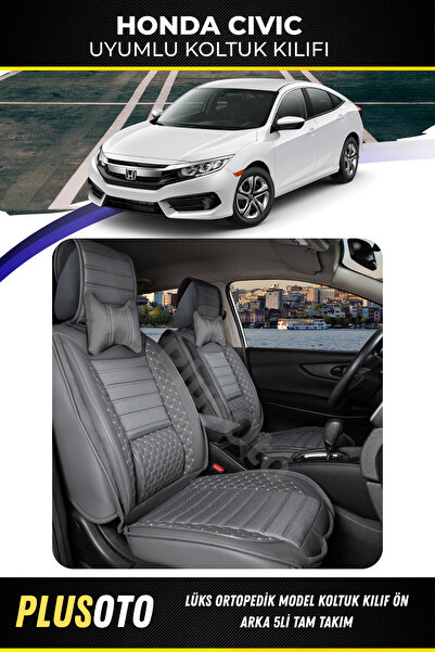 PlusOto مجموعة أغطية مقاعد السيارة المدخنة المتوافقة مع سلسلة Honda Civic Plu...