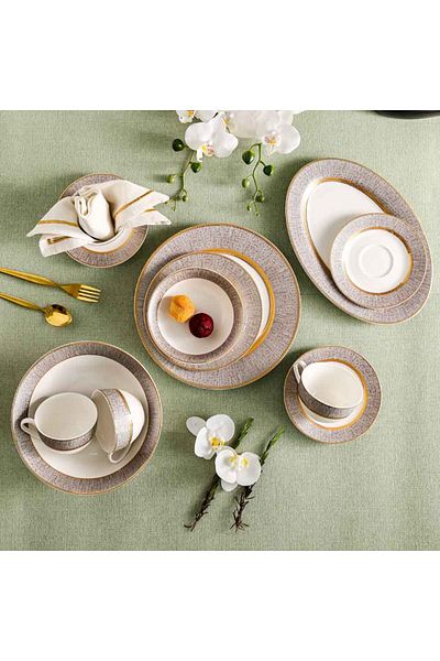 Danube Home Royal 32-Pc New Bone China Dinner Set-Serves 6