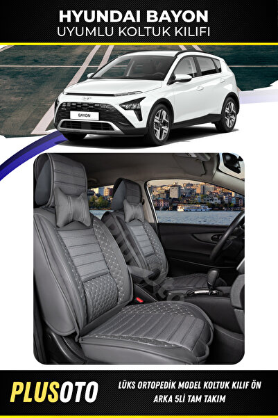 PlusOto Hyundai Bayon Uyumlu Plus Lux Serisi Füme Oto Koltuk Kılıfı 5li Takım...