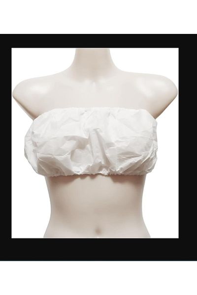 LA PERLA TECH 50 PCS NON-WOVEN SPA BRA - WHITE | DISPOSABLE STRAPLESS UNDERWEAR |FREE SIZE - SALON WEAR