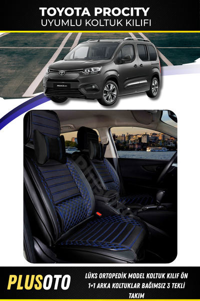 PlusOto Toyota Procity Compatible Rear 3 Single Plus Lux Series Black Blue Ca...