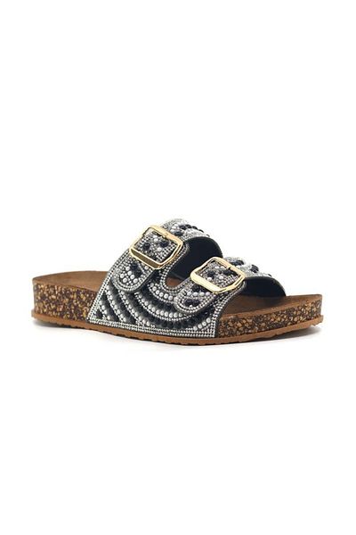Scoperta Stone Embroidered Buckle Detailed Daily Women's Slippers