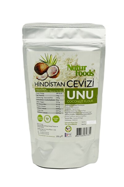 NaturFoods Hindistan Cevizi Unu Glutensiz, Şeker Ilavesiz, Vegan Doğal 250 gr