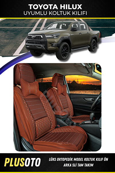 PlusOto مجموعة أغطية مقاعد السيارة المتوافقة مع تويوتا هايلكس بلس لوكس سلسلة ...