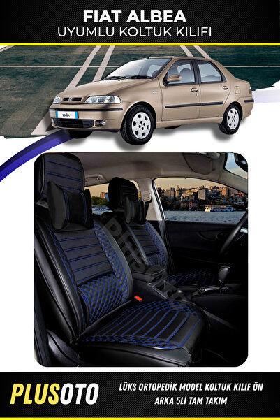 PlusOto Fiat Albea Compatible Plus Lux Series Black Blue Car Seat Cover Set o...