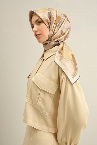 Armine Patterned Pure Silk Twill Scarf 9314- 06