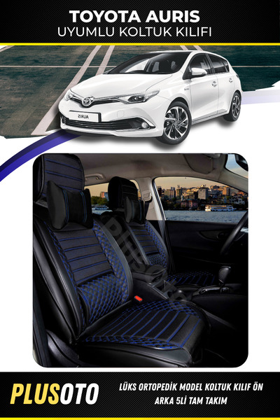 PlusOto مجموعة أغطية مقاعد السيارة المتوافقة مع Toyota Auris Plus Lux Series ...
