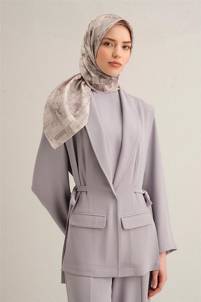Armine Patterned Pure Silk Twill Scarf 9339- 81