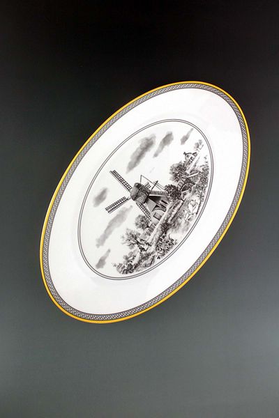 Bursa Porselen Dekor Windmill Oversized Porcelain Boat Plate