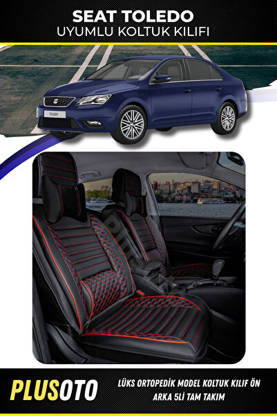 PlusOto مجموعة غطاء مقعد السيارة المتوافقة مع سلسلة سيات توليدو بلس لوكس بالل...