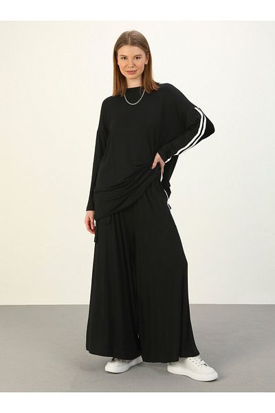 Refka Φυσικό ύφασμα Τουνίκ & Παντελόνι Διπλό Σετ - Μαύρο - Μπενίν