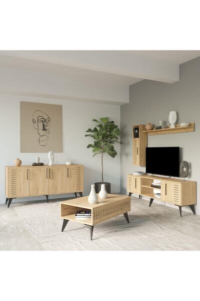 Bimossa G3710 Karla Tv Ünitesi Raflı Dolaplı Orta Sehpa Ve Konsol Takımı Sepet