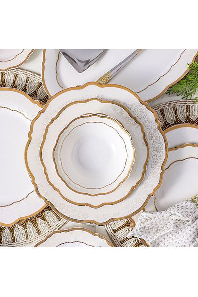 Danube Home Aretha 32-Piece New Bone China Dinner Set -Serves 6