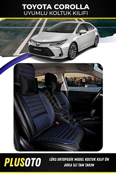 PlusOto مجموعة أغطية مقاعد السيارة المتوافقة مع تويوتا كورولا بلس لوكس باللون...
