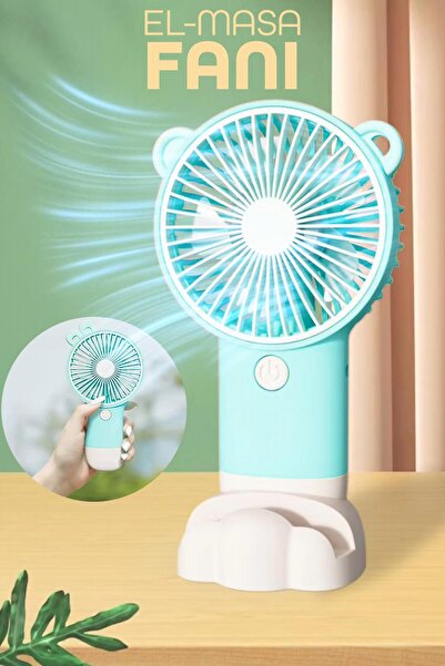 Telvesse Şarjlı Telefon Standlı Mini El Fanı Seyahat Masaüstü Vantilatör Taşı...
