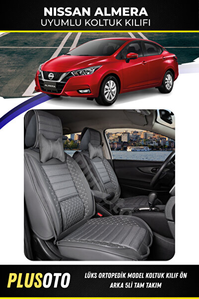 PlusOto مجموعة غطاء مقعد السيارة المدخن المتوافقة مع سلسلة Nissan Almera Plus...