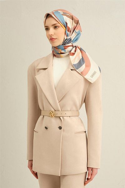 Armine Patterned Pure Silk Twill Scarf 9328- 38
