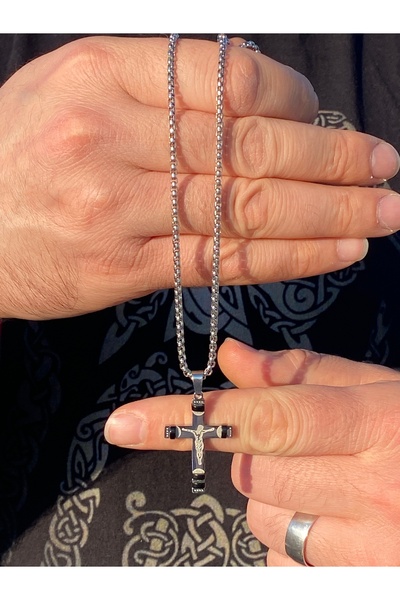 kurukafagift Haç Çelik Erkek Zincir Kolye