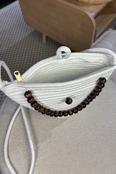 MaVaux Kaia Natural Wooden Beaded, Beach and Casual, Stylish and Elegant Crossbody Bag