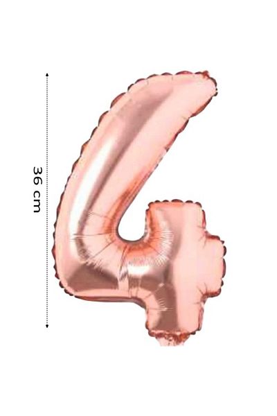 Onay Store Foil Balloon 4 Number Helium Balloon 36 cm Rose Gold Color - 4 Year Old Balloon - 4 Year Old Balloon - 4 Number Balloon