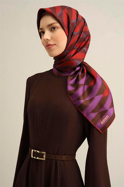 Armine Patterned Pure Silk Twill Scarf 9325- 83