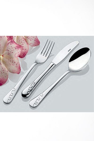 İNTER CELİK Üzüm Model 90 Piece Spoon-Fork-Knife Set with Leather Bag